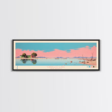 Carregar imagem no visualizador da galeria, Caballo Lake New Mexico Framed Canvas Print, Midcentury Modern Panoramic Wall Art, Living Room Decor, Pop Art, Travel Poster Art, Scenic Nature Painting