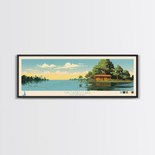 Carregar imagem no visualizador da galeria, Calcasieu Lake Louisianna Framed Canvas Print, Pop Art Panoramic Travel Poster, Midcentury Modern, Wall Art, Scenic Nature Painting, Bedroom Decor