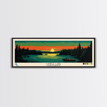 Carregar imagem no visualizador da galeria, Candle Lake Saskatchewan Framed Canvas Print, Midcentury Modern Panoramic Wall Art, Living Room Decor, Pop Art, Travel Poster Art, Scenic Nature Painting