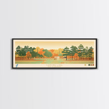 Carregar imagem no visualizador da galeria, Canobie Lake New Hamphire Framed Canvas Print, Midcentury Modern Panoramic Wall Art, Living Room Decor, Pop Art, Travel Poster Art, Scenic Nature Painting