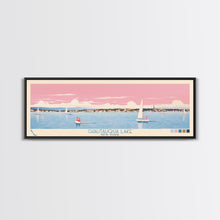 Cargar imagen en el visor de la galería, Chautauqua Lake New York Framed Canvas Print, Pop Art Panoramic Travel Poster, Midcentury Modern, Wall Art, Scenic Nature Painting, Bedroom Decor, Living Room Art
