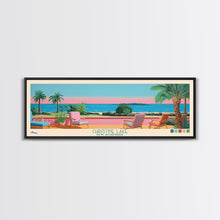 Load image into Gallery viewer, Christine Lake New Hamphire Framed Canvas Print, Pop Art Panoramic Travel Poster, Midcentury Modern, Wall Art, Scenic Nature Painting, Bedroom Decor, Living Room Art