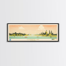 Cargar imagen en el visor de la galería, Clearwater Lake Manitoba Framed Canvas Print, Midcentury Modern Panoramic Wall Art, Living Room Decor, Pop Art, Travel Poster Art, Scenic Nature Painting, Lake House Decor