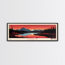 Load image into Gallery viewer, Crescent Lake Alaska Framed Canvas Print, Pop Art Panoramic Travel Poster, Midcentury Modern, Wall Art, Scenic Nature Painting, Bedroom Decor, Living Room Art