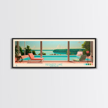 Load image into Gallery viewer, DeQueen Lake Arkansas Framed Canvas Print, Midcentury Modern Panoramic Wall Art, Living Room Decor, Pop Art, Travel Poster Art, Scenic Nature Painting