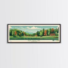 Load image into Gallery viewer, Deep Creek Lake Maryland Framed Canvas Print, Midcentury Modern Panoramic Wall Art, Bedroom Decor, Pop Art, Travel Poster Art, Scenic Nature Painting