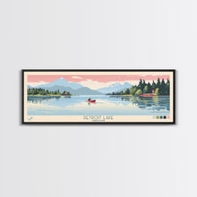 Load image into Gallery viewer, Detroit Lake Oregon Framed Canvas Print, Midcentury Modern Panoramic Wall Art, Bedroom Decor, Pop Art, Travel Poster Art, Scenic Nature Painting
