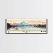 Load image into Gallery viewer, Diamond Lake Oregon Framed Canvas Print, Midcentury Modern Panoramic Wall Art, Bedroom Decor, Pop Art, Travel Poster Art, Scenic Nature Painting