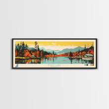 Load image into Gallery viewer, Echo Lake Montana Framed Canvas Print, Panoramic Wall Art, Midcentury Modern, Pop Art, Living Room Decor, Travel Poster, Nature Art