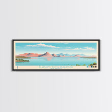 Load image into Gallery viewer, Elephant Butte Reservoir New Mexico Framed Canvas Print, Panoramic Wall Art, Midcentury Modern, Pop Art, Living Room Decor, Travel Poster, Lake Art