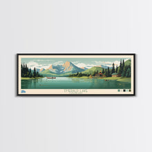 Load image into Gallery viewer, Emerald Lake Colorado Framed Canvas Print, Panoramic Art, Midcentury Modern, Pop Art, Living Room Wall Art, Travel Poster, Lake Art