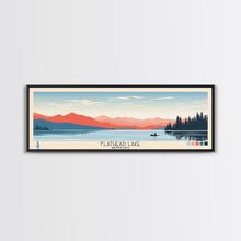 Carregar imagem no visualizador da galeria, Flathead Lake Montana Framed Canvas Print, Panoramic Wall Art, Midcentury Modern, Pop Art, Bedroom Decor, Travel Poster, Nature Art, Artistic Decor