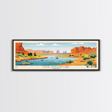 Carregar imagem no visualizador da galeria, Fool Hollow Lake Arizona Framed Canvas Print, Panoramic Art, Midcentury Modern, Pop Art, Living Room Decor, Travel Poster, Lake Painting, Wall Art