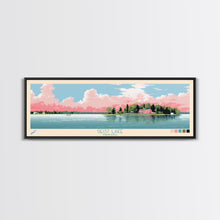 Load image into Gallery viewer, Geist Lake Indiana Framed Canvas Print, Panoramic Art, Midcentury Modern, Pop Art, Living Room Decor, Travel Poster, Nature Art, Wall Art