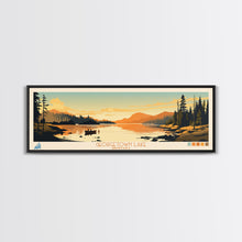 Load image into Gallery viewer, Georgetown Lake Montana Framed Canvas Print, Panoramic Wall Art, Midcentury Modern, Pop Art, Living Room Decor, Travel Poster, Nature Art, Lake House Art
