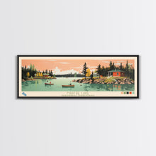 Load image into Gallery viewer, Martre Lake, Northwest Territories Panoramic Wall Art Framed Canvas Print, Midcentury Modern, Pop Art, Home Decor, Travel Poster, Living Room Art