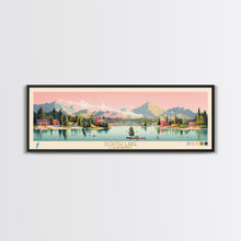 Load image into Gallery viewer, South Lake, California Framed Canvas Print, Lake House Decor, Midcentury Modern Art, Pop Art, Travel Poster, Bedroom Wall Art