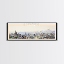 Load image into Gallery viewer, Borobudur Travel Poster Print, Framed Canvas Print, COUNTRY Travel Art, Wood Framed Art, Wall Hanging, Home Decor