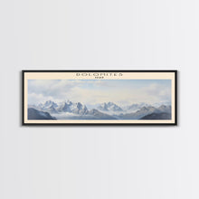Load image into Gallery viewer, Dolomites Framed Canvas Print Travel Poster | Wall Art | Home Decor | Gift For Travel Lover | Wall Hanging | Original Art