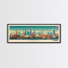 Load image into Gallery viewer, Bangkok, Thailand Travel Poster Panoramic Canvas Print, Bangkok, Thailand Painting, Thailand Art, Bangkok Travel Art, Guest Room Painting
