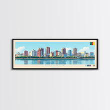 Load image into Gallery viewer, Douala, Cameroon Panoramic Travel Poster Canvas Print, Douala, Cameroon Painting, Cameroon Art, Douala Panoramic Travel Art, Travel Painting