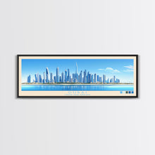 Load image into Gallery viewer, Dubai, United Arab Emirates Panoramic Travel Poster Canvas Print, Dubai, United Arab Emirates Painting, United Arab Emirates Art, Dubai Travel Art, Living Room Painting