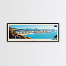 Load image into Gallery viewer, Wellington, New Zealand Panoramic Travel Poster Canvas Print, Wellington, New Zealand Painting, New Zealand Art, Wellington Panoramic Travel Art, Travel Painting