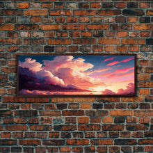 Load image into Gallery viewer, Beautiful Panoramic Framed Canvas Print of Red and Pink Clouds and Sunset, Framed Wall Art, Wall Decor, Living Room Art