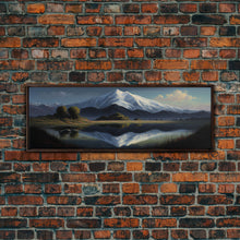 Cargar imagen en el visor de la galería, Contemporary Mountain Oil Painting Framed Canvas Print | Huge Wall Decor | Panoramic Nature / Landscape Painting | Wood Frame Art