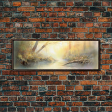 Load image into Gallery viewer, Beautiful Misty Landscape Wall Art Print, Foggy Lake, River, Trees, Wall Decor, Large Canvas Art Print, Panoramic, Wall Art, Canvas Print