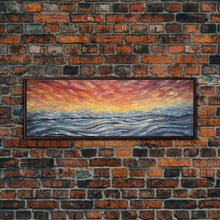 Carregar imagem no visualizador da galeria, Abstract Sea Horizon Wall Art, Vibrant Abstract, Framed Print Art, Sunset, Ocean, Textured Abstract Panoramic, Wall Art, Canvas Print