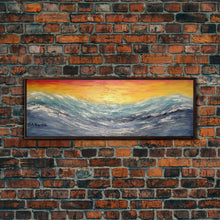 Carregar imagem no visualizador da galeria, Abstract Sea Wall Art, Vibrant Abstract, Framed Art, Sunset, Ocean, Abstract Nature, Textured Abstract, Panoramic, Wall Art, Canvas Print