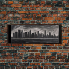 Cargar imagen en el visor de la galería, Cityscape Pencil Sketch Canvas Print, Buildings, Skyline, Urban Art, Large Urban Art Print, Wall Decor, Panoramic, Wall Art, Canvas Print
