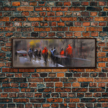 Carregar imagem no visualizador da galeria, Abstract People On Street Canvas Print, Abstract Urban Art, Vibrant Art, Line Art City Wall Decor, Panoramic, Wall Art, Canvas Print