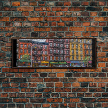 Carregar imagem no visualizador da galeria, Abstract Row Of Buildings City Canvas Print, Large Urban Art Print, Cityscape Art, Vibrant Art, Panoramic, Wall Art, Canvas Print