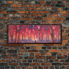 Load image into Gallery viewer, Enchanted Forest Art, Abstract Forest Art, Pink Forest, Pastel Wood, Wall Decor, Large Canvas Print, Panoramic, Wall Art, Canvas Print