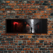 Cargar imagen en el visor de la galería, City Canvas Art Print, Asian City Art, Dark Night Street Art, Abstract Urban Art, Large Urban Art, Panoramic, Wall Art, Canvas Print