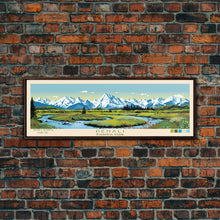 Load image into Gallery viewer, Denali National Park, Panoramic Alaska Travel Art, National Park Print, Minimalist Travel Art, Midcentury Modern Style Landscape