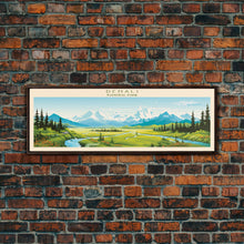 Load image into Gallery viewer, Denali National Park, Panoramic Alaska Travel Art, National Park Print, Minimalist Travel Art, Midcentury Modern Style Landscape