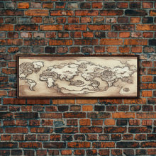 Load image into Gallery viewer, RPG World Map Concept Art, Ready To Hang Canvas Print, Panoramic Art, Extra Wide Wall Decor, Cool Mancave Art, D&D, DND