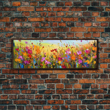 Carregar imagem no visualizador da galeria, Framed Canvas Print of Original painting, Large wall art, Boho wall décor, Flower painting, Home decor, Modern art, Bedroom decor, Panoramic