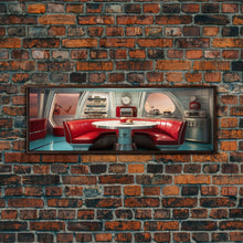 Load image into Gallery viewer, Atomic Age Scifi Style 1950s Diner Booth Wall Art, Framed Canvas Print, MCM, Midcentury Modern Wall Art, Diner Decor