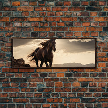 Carregar imagem no visualizador da galeria, Canvas Wall Art, Horse Photography Print, Framed Canvas Print, Horse Wall Decor, Panoramic Wall Art, Large Wall Art, Rustic Decor
