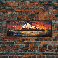 Carregar imagem no visualizador da galeria, Abstract Painting of the Sydney Opera House, Framed Canvas Print, Van Gogh Inspired Australia Art, Paint of Sydney