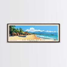 Load image into Gallery viewer, An Bang Beach, Hoi An, Vietnam Panoramic Beach Print, Vacation Gift, Hoi An, Vietnam Wall Art, Framed Canvas Print, Framed Beach Painting