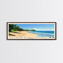 Load image into Gallery viewer, Blue Beach La Chiva, Puerto Rico Panoramic Beach Print, Vacation Gift, Puerto Rico Wall Art, Framed Canvas Print, Framed Beach Painting