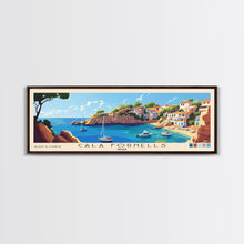 Carregar imagem no visualizador da galeria, Cala Fornells, Spain Panoramic Beach Print, Vacation Gift, Spain Wall Art, Framed Canvas Print, Framed Beach Painting