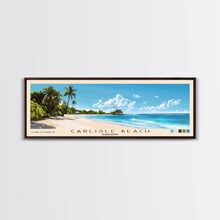 Carregar imagem no visualizador da galeria, Carlisle Beach, Barbados Panoramic Beach Print, Vacation Gift, Barbados Wall Art, Framed Canvas Print, Framed Beach Painting