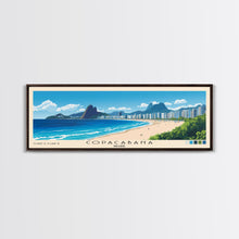 Load image into Gallery viewer, Copacabana, Brazil Panoramic Beach Print, Vacation Gift, Brazil Wall Art, Framed Canvas Print, Framed Beach Painting