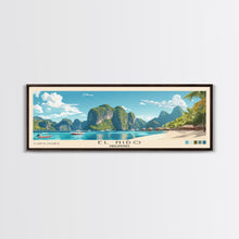 Load image into Gallery viewer, El Nido, Philippines Panoramic Print, Vacation Gift, Philippines Wall Art, Beach Painting, Beach Decor, Large Wall Art, Wood Frame Art